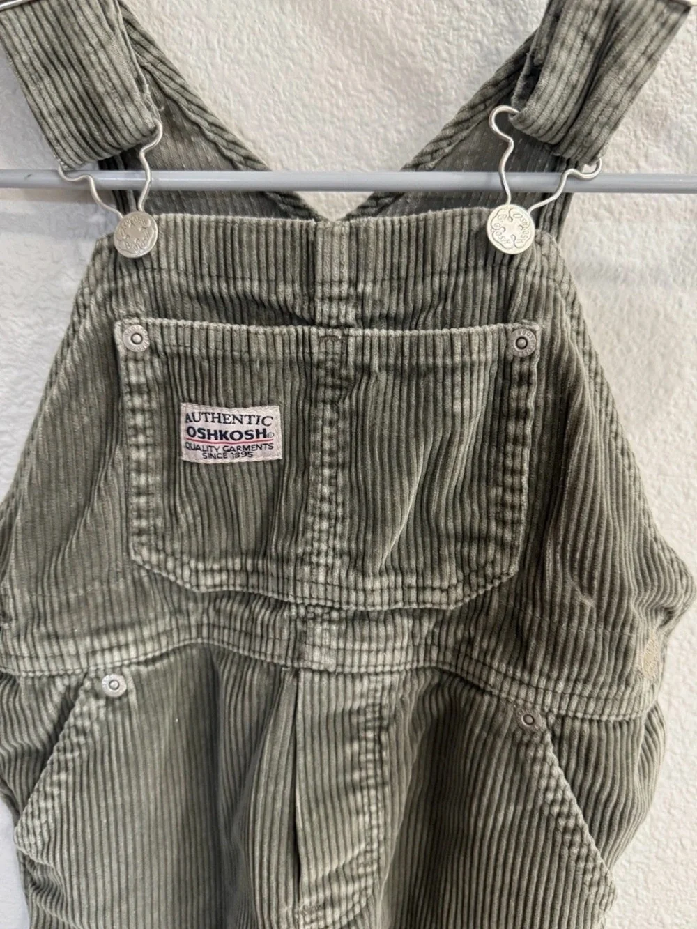 Vintage AUTHENTIC OSHKOSH  B'gosh Kids Overalls, Green Corduroy 3T